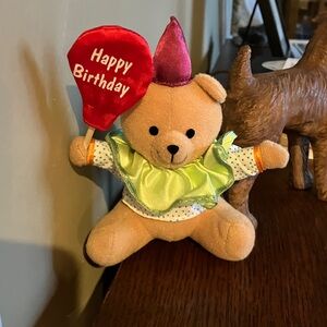 Birthday Bear rare vintage Russ Berrie plush with red balloon